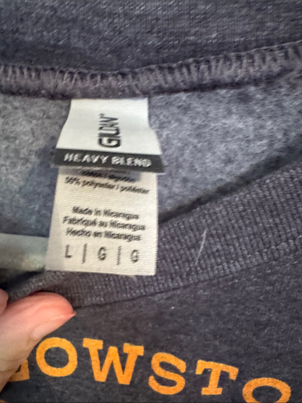 Gildan Navy Crewneck Sweatshirt with Gold Yellowstone Logo - Picture 2 of 3